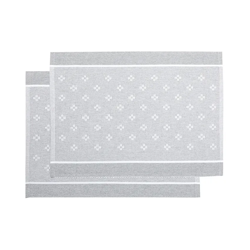 Mantel individual reciclado 2-pack Charlie, Gris claro/Blanco