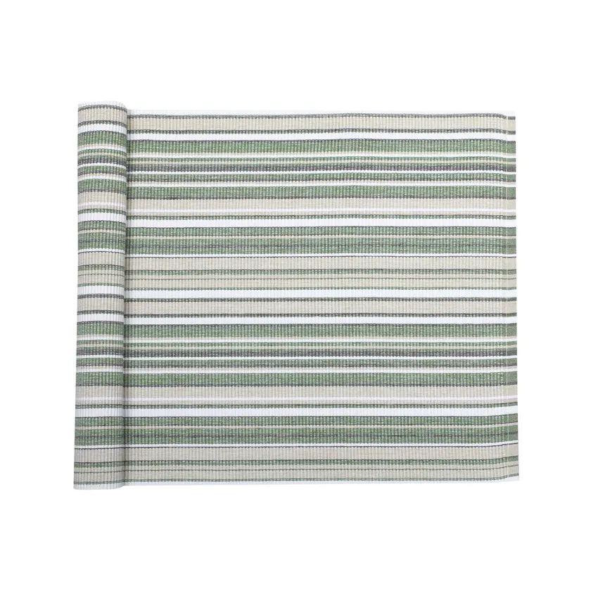 Reciclado Caminos de mesa Jonas, Verde/Lino