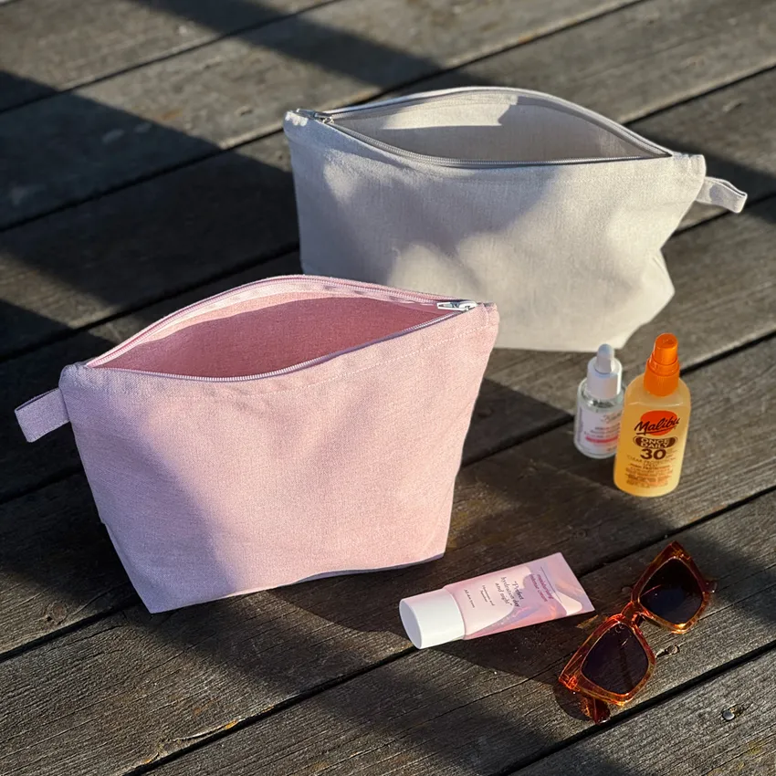 Neceser Reciclado Elin, Rosa claro/Blanco