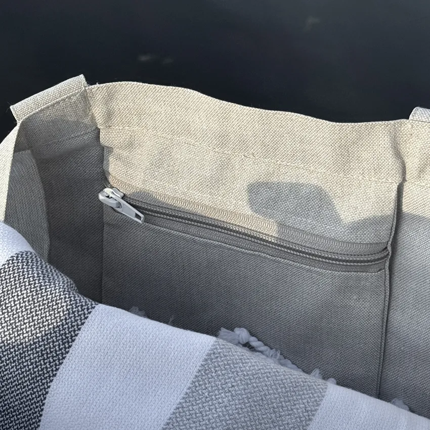 Bolsa Reciclada Elin, Lino/Blanco