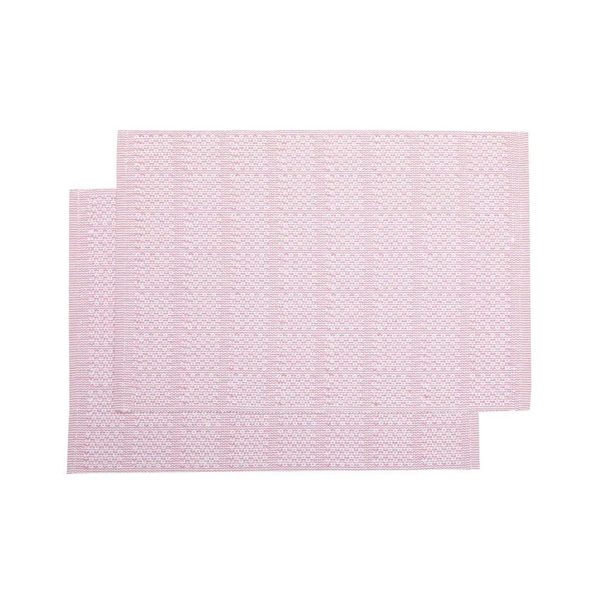 Mantel individual reciclado 2-pack Ines, Rosa claro/Blanco