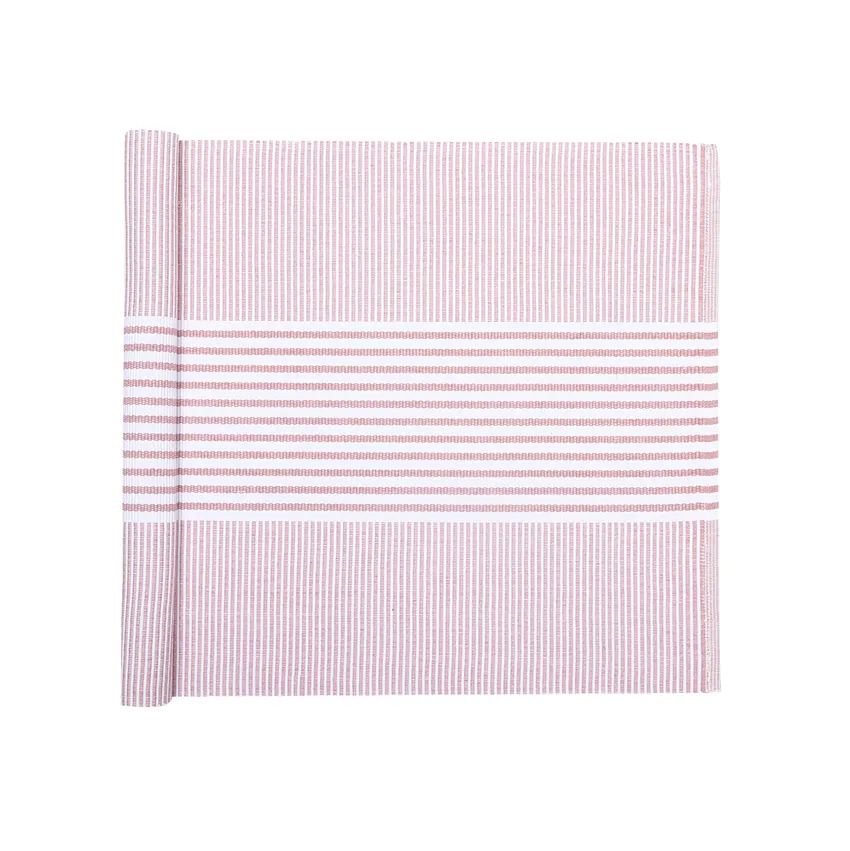 Reciclado Caminos de mesa Isa, Rosa claro/Blanco