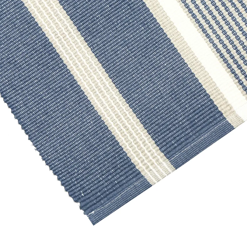 Reciclado Caminos de mesa Greta, Azul grisáceo/Lino