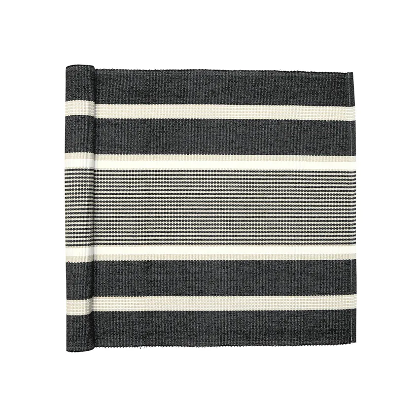 Reciclado Caminos de mesa Greta, Negro/Lino