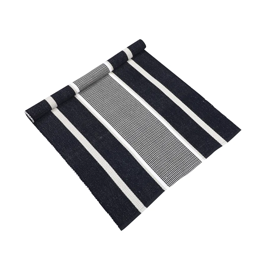 Alfombra de tejido rips reciclada Greta, Negro/Lino