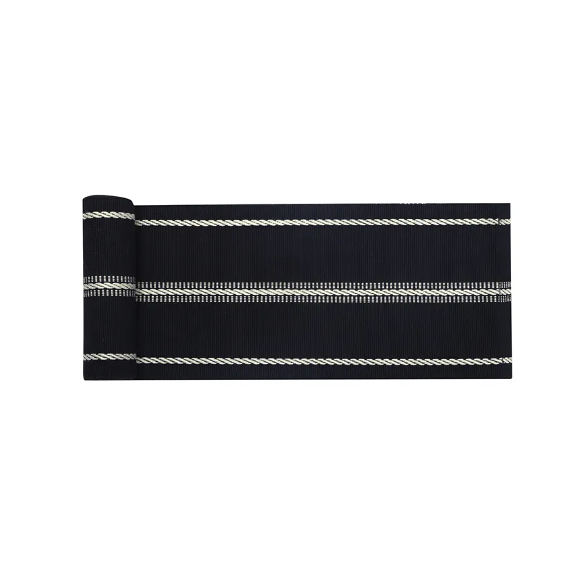 Reciclado Caminos de mesa Herman, Negro/Lino