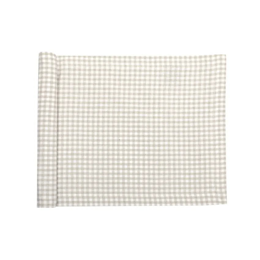 Reciclado Caminos de mesa Madicken, Lino/Blanco