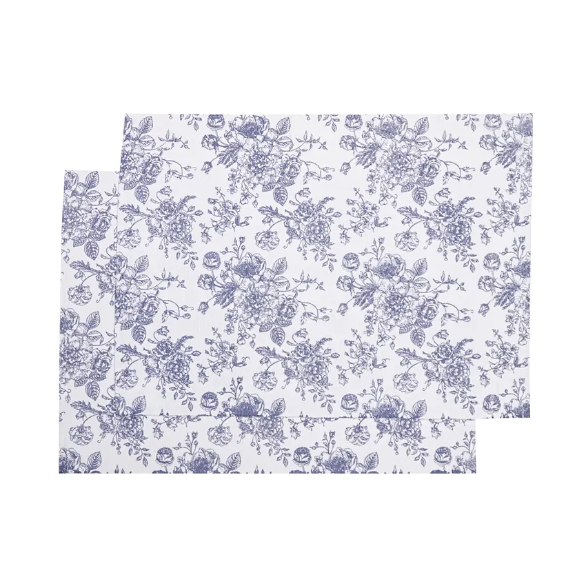 Mantel individual reciclado 2-pack Juni, Blanco/Azul