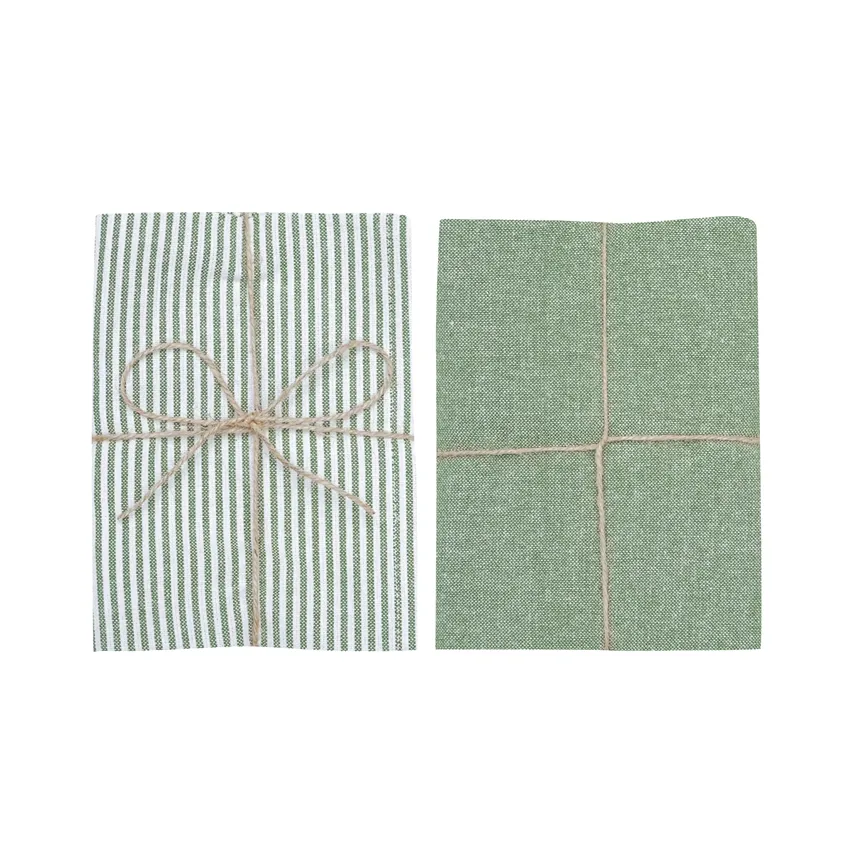 Paño de cocina reciclado 2-pack Bosse, Verde/Blanco