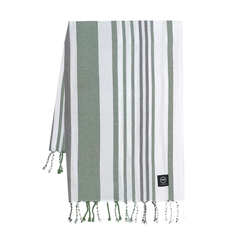 Reciclado Hamam Toalla de baño Le Havré, Blanco/Verde