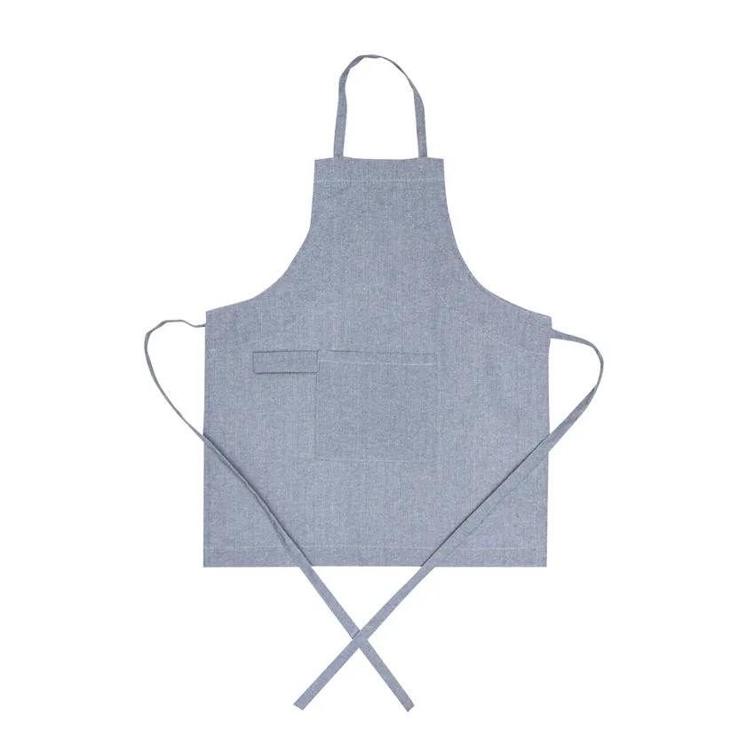 Delantal infantil reciclado limpiable con paño Hedvig, Azul grisáceo/Blanco