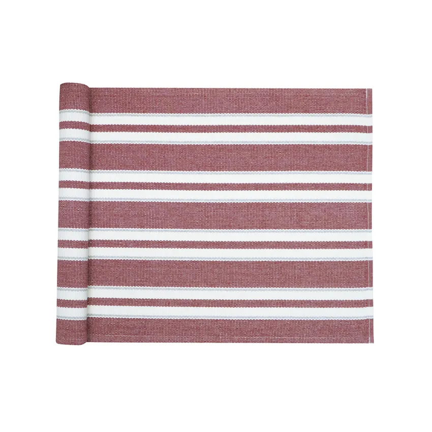 Reciclado Caminos de mesa Elise, Rojo vino/Gris