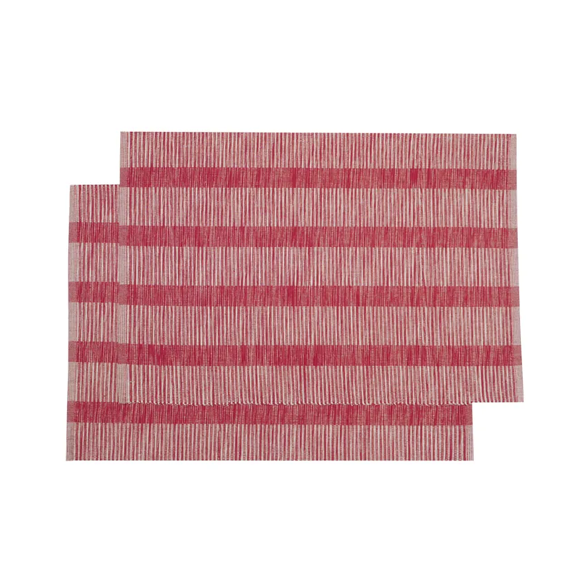 Mantel individual reciclado 2-pack Minna, Rojo oscuro/Lino