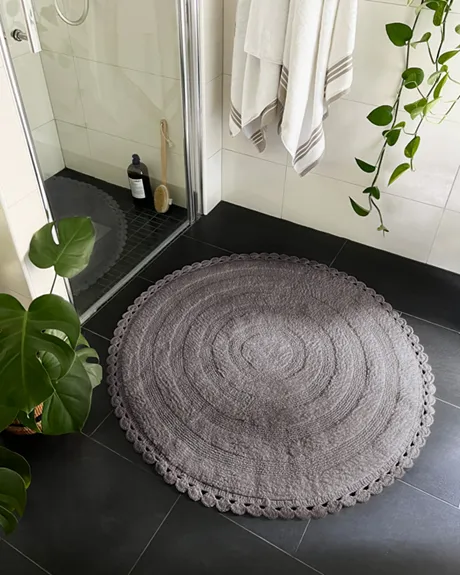 Tapis de bain rond Rimini, Gris