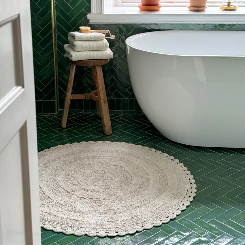 Tapis de bain rond Rimini, Sable