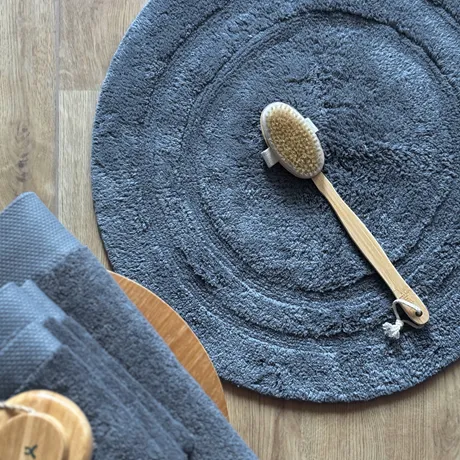 Tapis de bain rond Turin, Bleu gris