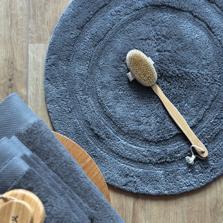 Tapis de bain rond Turin, Bleu gris