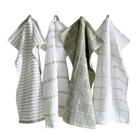 Serviette Visby, Tri en 4 catégories, Vert/Blanc