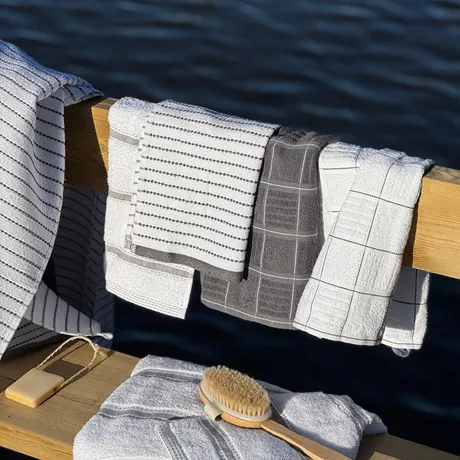 Serviette Visby, Tri en 4 catégories, Gris/Blanc