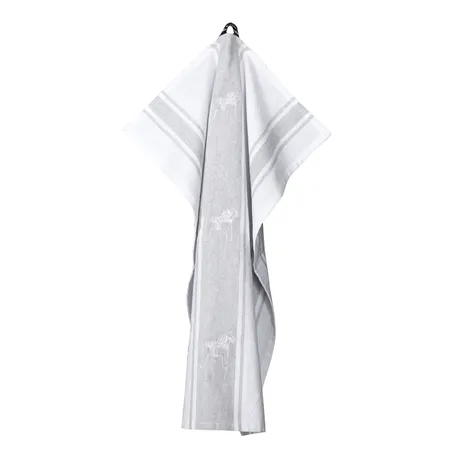 Torchon de cuisine recyclé Gärdebyn, Gris clair/Blanc