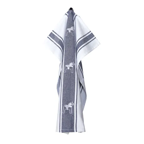 Torchon de cuisine recyclé Gärdebyn, Bleu marine/Blanc