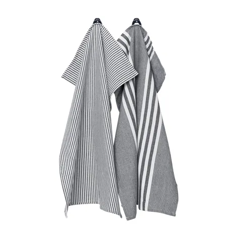 Torchon de cuisine recyclé 2-pack Ronja och Robin, Noir/Blanc