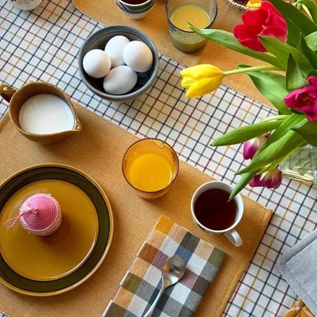 Set de table recyclé 2-pack Elin, Jaune