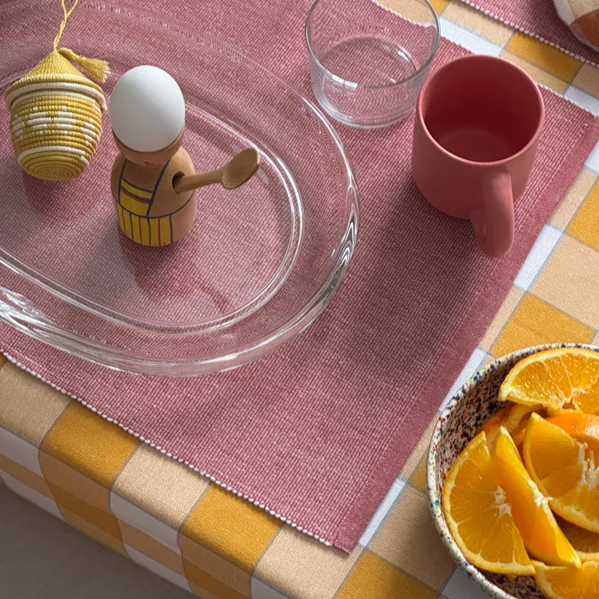 Set de table recyclé 2-pack Elin, Rose/Blanc