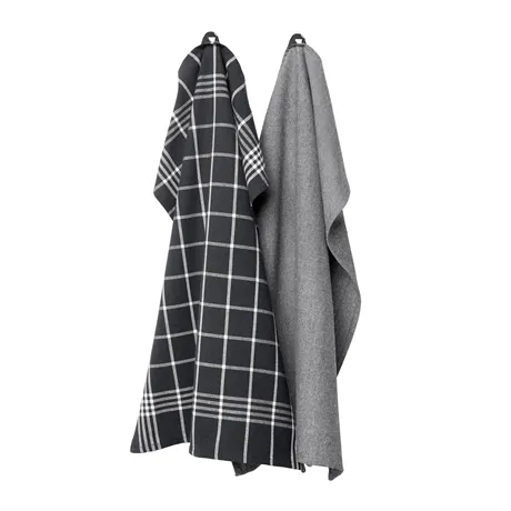 Torchon de cuisine recyclé 2-pack Recycling, Noir/Blanc