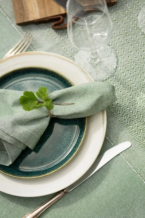 Serviette Recyclée 2-pack Elin, Vert/Blanc