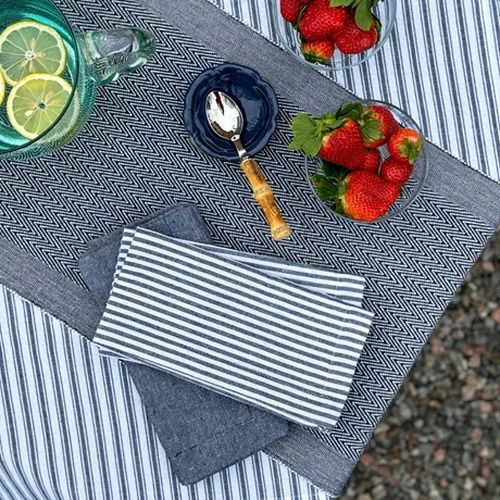 Serviette Recyclée 2-pack Elin, Bleu marine/Blanc