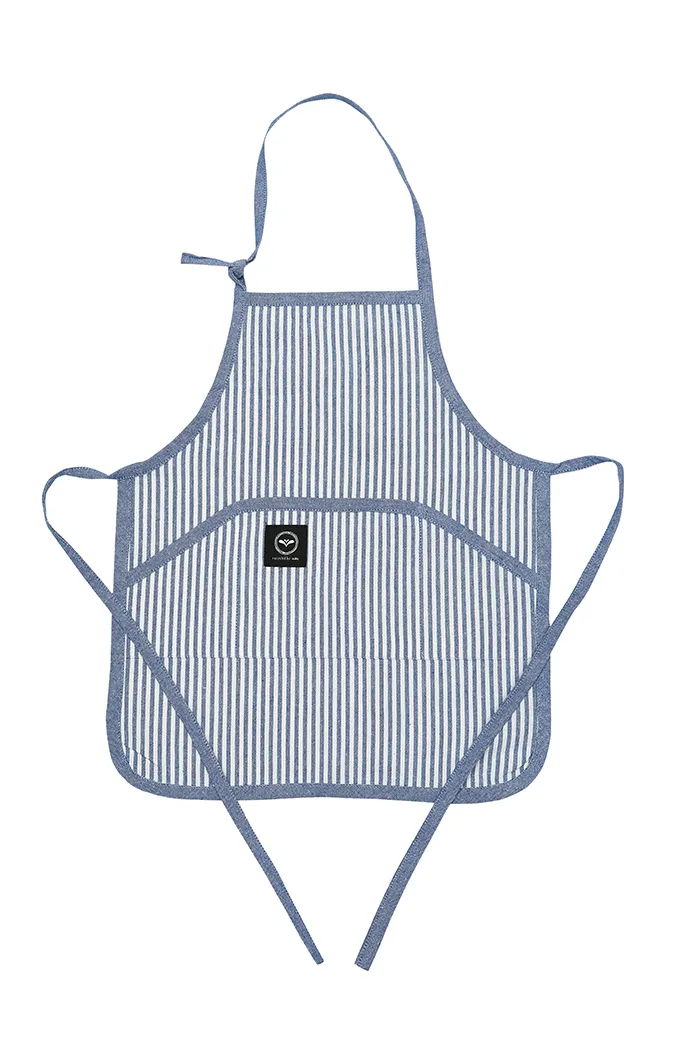 Tablier Enfant Recyclé Stina, Bleu/Blanc