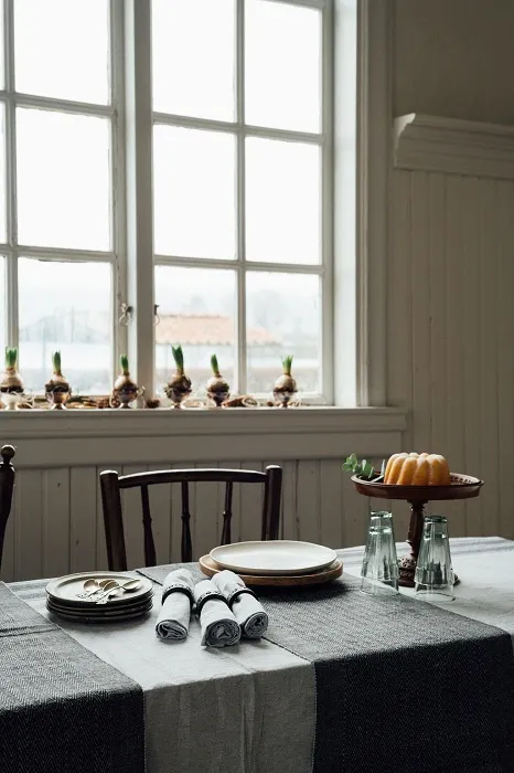 Recyclé Chemins de table Agnes, Gris foncé/Gris