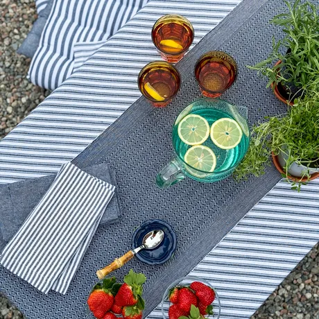 Nappe recyclée Grundsund Rayé, Bleu marine/Blanc