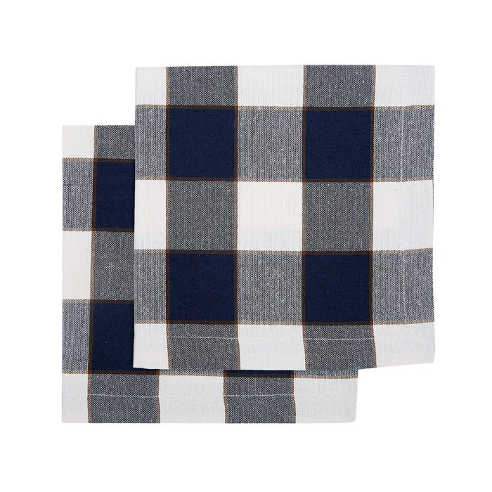 Serviette Recyclée 2-pack Ted, Bleu marine/beige