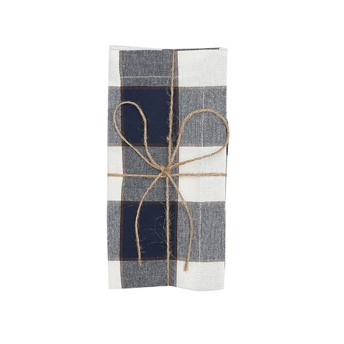 Serviette Recyclée 2-pack Ted, Bleu marine/beige