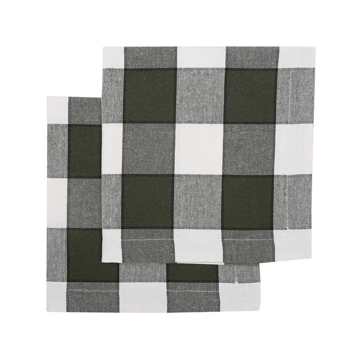 Serviette Recyclée 2-pack Ted, Vert olive/Beige