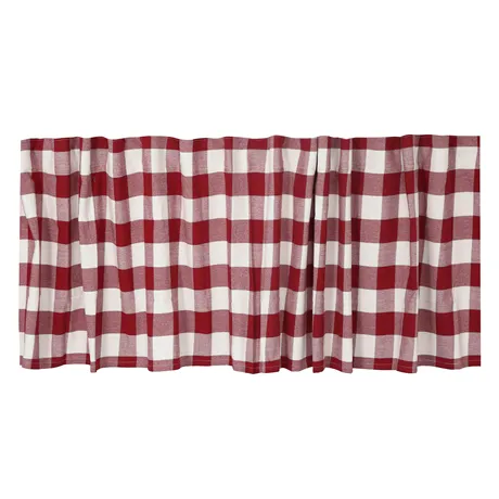 Cantonnière recyclée Ted, Rouge foncé/beige