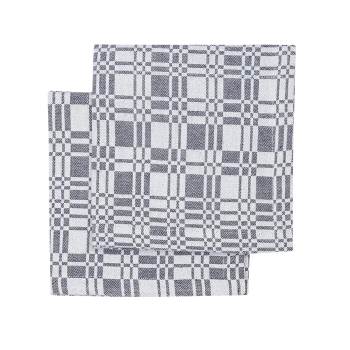 Serviette Recyclée 2-pack Lilly, Bleu marine/beige