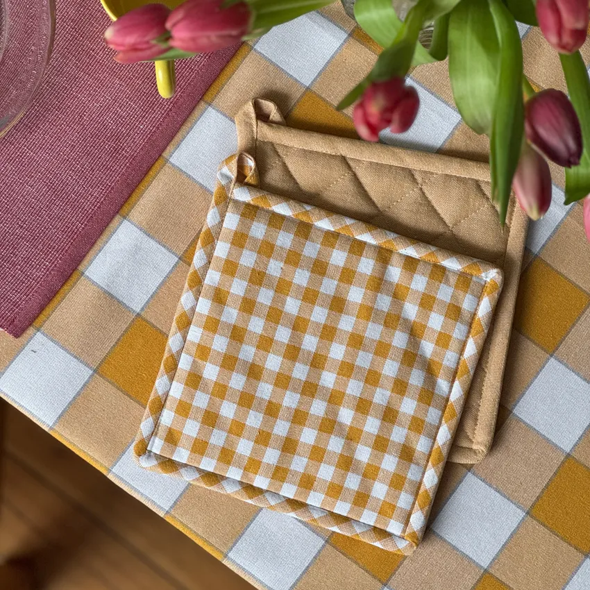 Manique recyclée 2-pack Bella, Jaune/Blanc