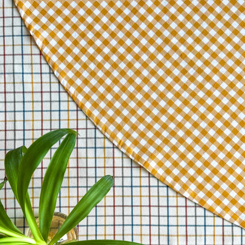 Nappe Ronde Recyclée Bella, Jaune/Blanc