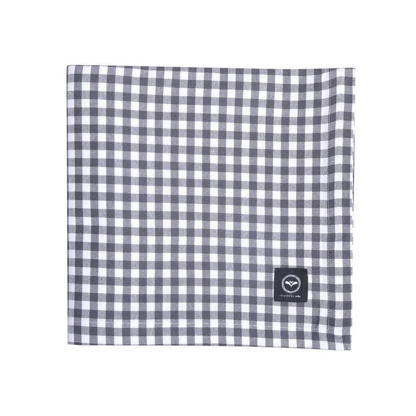 Nappe recyclée Bella, Gris foncé/Blanc