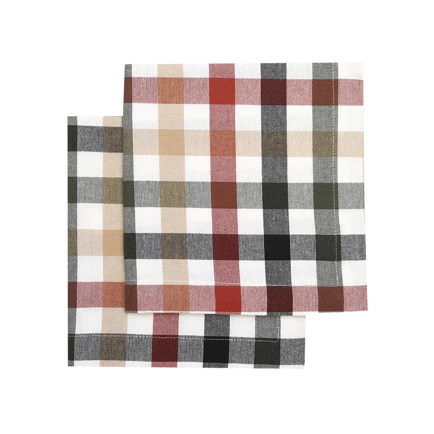 Serviette Recyclée 2-pack Ruth, Vert olive/noir/rouille