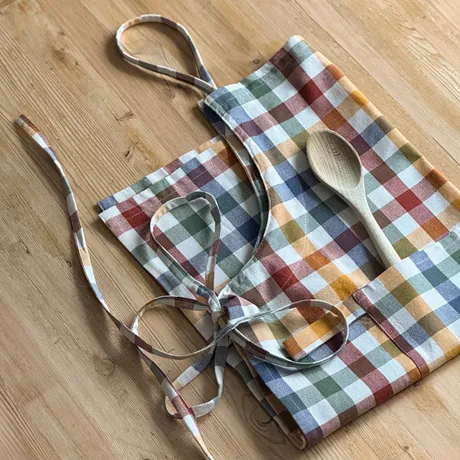 Tablier Recyclé Ruth, Vert/rouille/beige