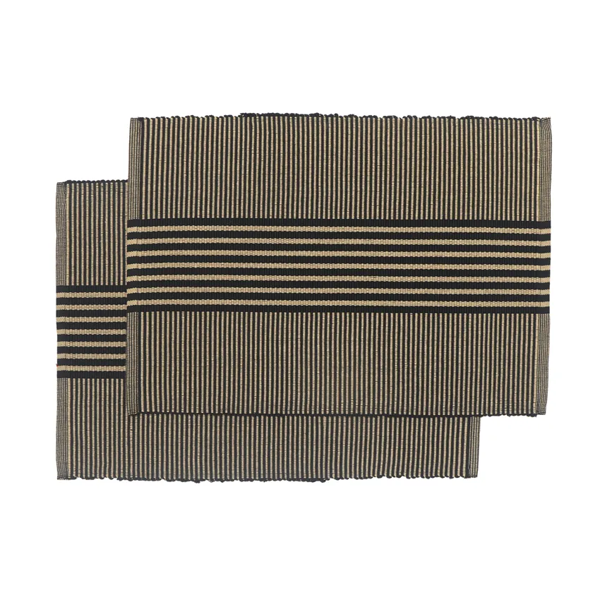 Set de table recyclé 2-pack Isa, Noir/sable