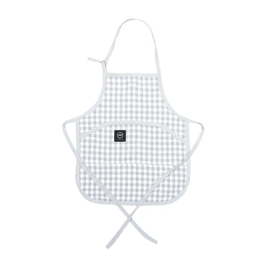 Tablier Enfant Recyclé Bella, Gris clair/Blanc