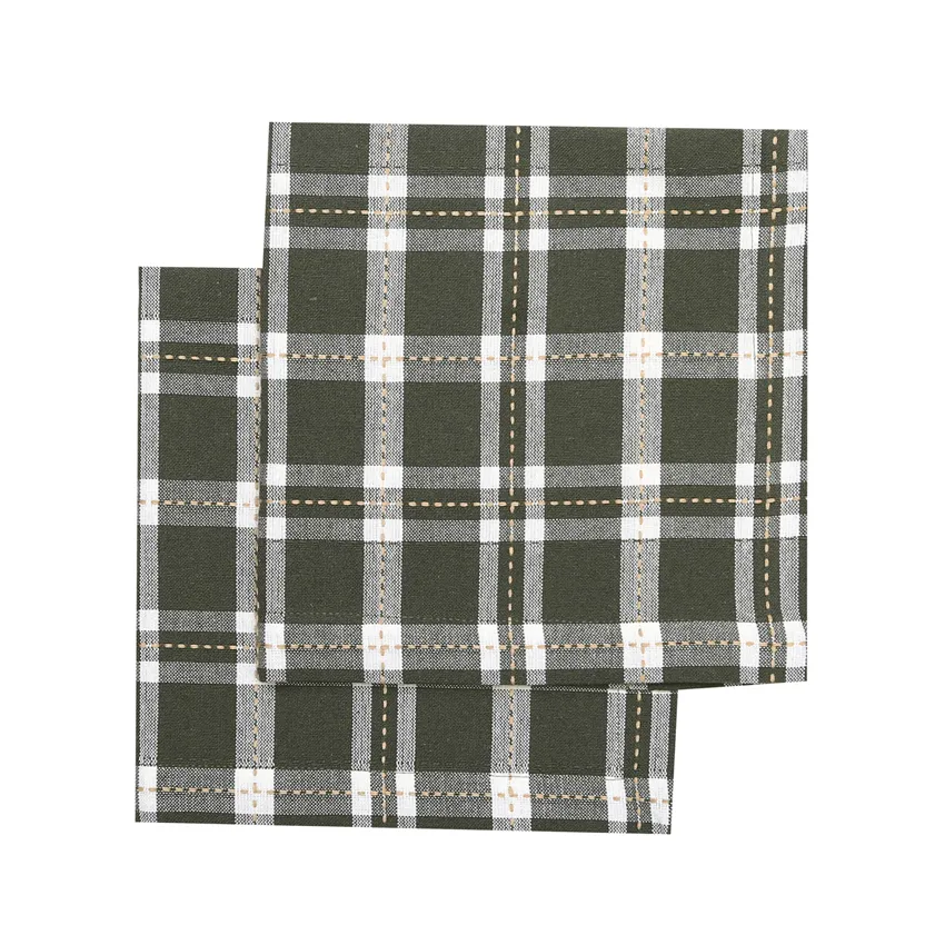 Serviette Recyclée 2-pack Ann, Vert olive/sable/beige