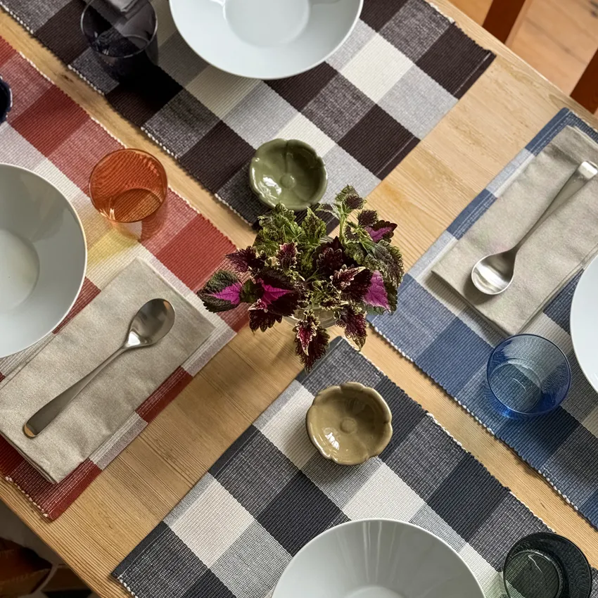 Set de table recyclé 2-pack Freya, Gris foncé/Beige