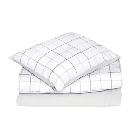 Taie d’oreiller Gotland, Gris foncé/Gris/Blanc