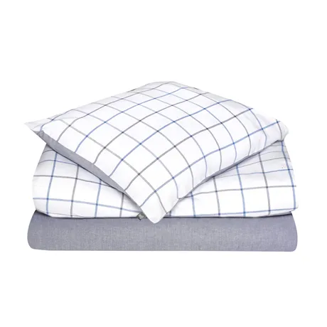 Taie d’oreiller Gotland, Bleu marine/Bleu/Blanc